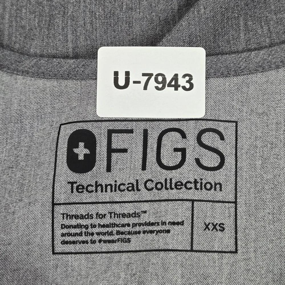FIGS Women Scrub Top XXS‎ Gray PO#1568 Short Sleeve